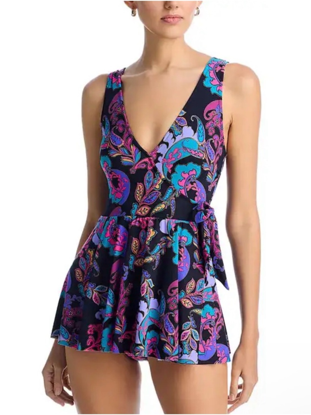 Johnny Was Fatima Wrap Skirted one-piece swim dress/suit